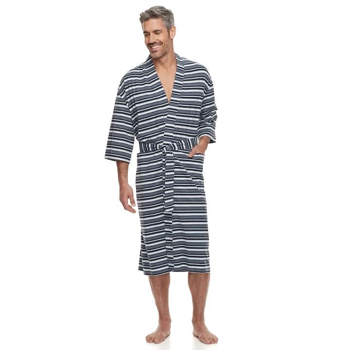 Big & Tall Residence Striped Jersey Knit Kimono Robe, Men's, Size: 3xl Tall, Dark Blue