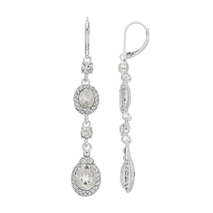 Napier Simulated Crystal Linear Drop Earrings, Women's, Silver
