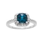 Sterling Silver London Blue Topaz Square Halo Ring, Women's, Size: 10, Light Blue