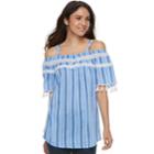 Women's French Laundry Tassel Trim Cold-shoulder Top, Size: Medium, Blue