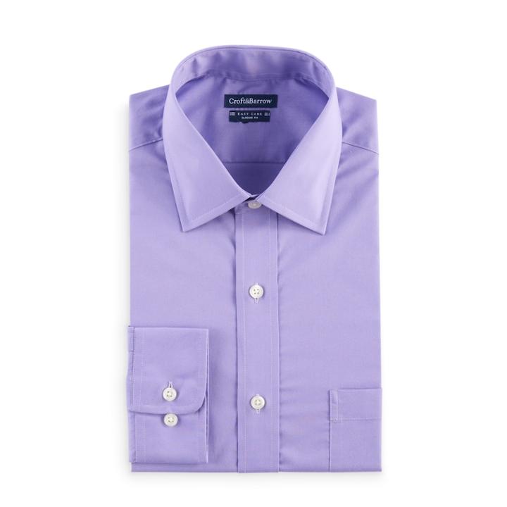 Men's Croft & Barrow&reg; Regular-fit Checked Easy-care Spread-collar Dress Shirt, Size: 18 36/37, Med Purple