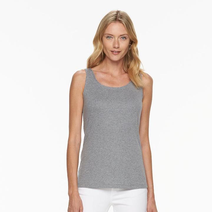Women's Croft & Barrow&reg; Classic Scoopneck Tank, Size: Xs, Med Grey