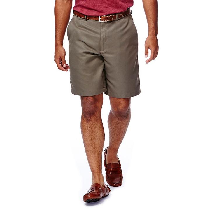 Men's Haggar&reg; Cool 18&reg; Plain-front Microfiber Performance Shorts, Size: 32, Yellow