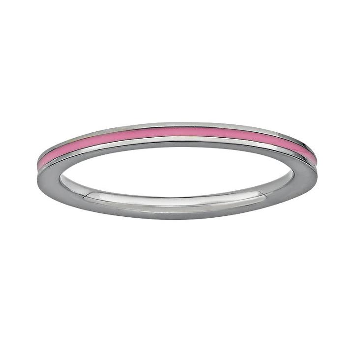 Stacks And Stones Sterling Silver Pink Enamel Stack Ring, Women's, Size: 10
