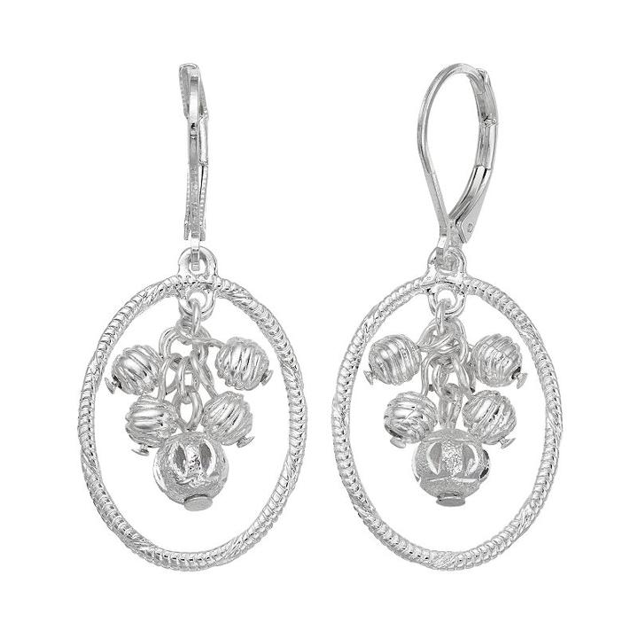 Napier Textured Bead Orbital Oval Drop Earrings, Women's, Silver