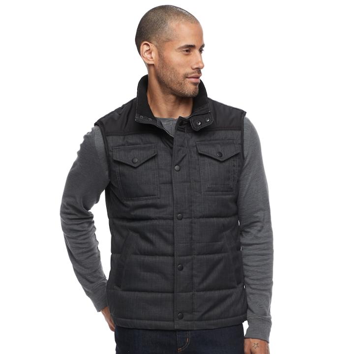Men's Apt. 9&reg; Colorblock Flex Quilted Puffer Vest, Size: Xxl, Grey (charcoal)