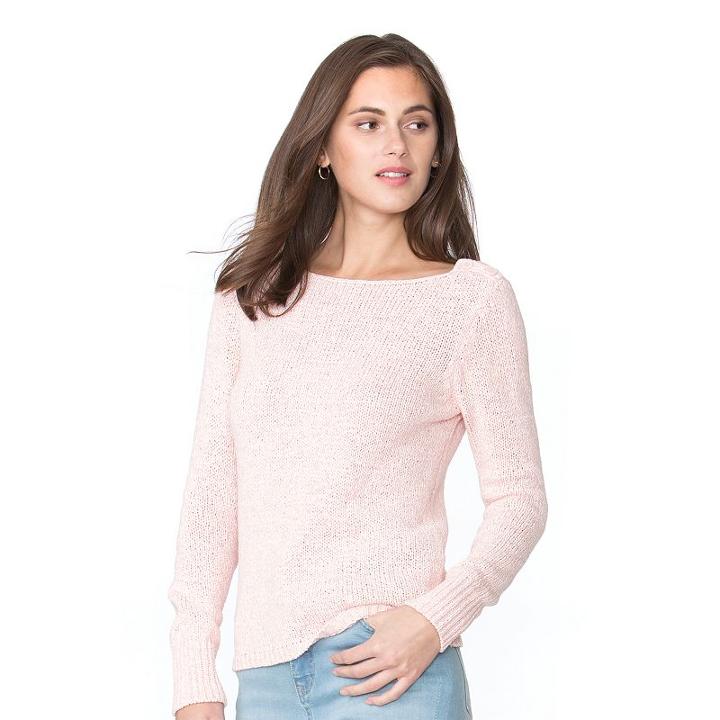 Women's Chaps Solid Boatneck Sweater, Size: Medium, Pink