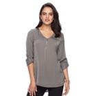 Women's Apt. 9&reg; Zipper Accent Satin Top, Size: Medium, Grey