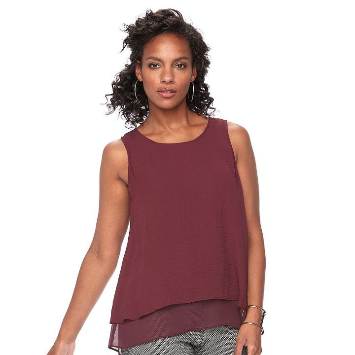 Women's Apt. 9&reg; Layered Chiffon Tank, Size: Large, Red