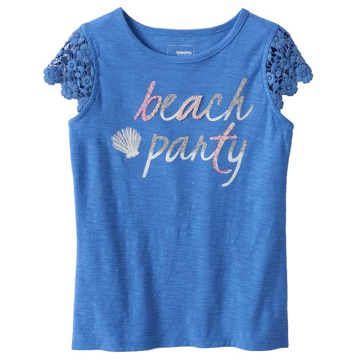 Girls 4-12 Sonoma Goods For Life&trade; Crochet-sleeved Tee, Girl's, Size: 12, White Oth
