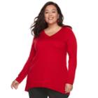 Plus Size Apt. 9&reg; High-low V-neck Tunic Sweater, Women's, Size: 0x, Med Pink