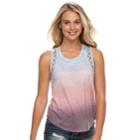 Juniors' Mudd&reg; Lattice-detail Scoopneck Tank, Teens, Size: Small, Lt Purple