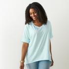 Plus Size Sonoma Goods For Life&trade; Sharkbite Hem Tee, Women's, Size: 3xl, Turquoise/blue (turq/aqua)