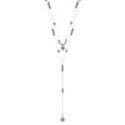 Beaded Glittery Medallion Layered Y Necklace, Women's, Silver