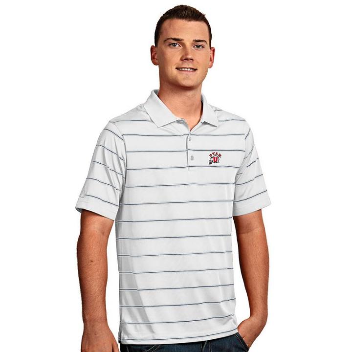 Men's Antigua Utah Utes Deluxe Striped Desert Dry Xtra-lite Performance Polo, Size: Large, Natural