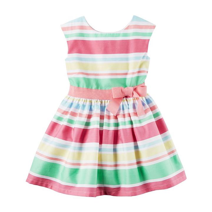 Girls 4-8 Carter's Sateen Multi-color Striped Dress, Girl's, Size: 4, Ovrfl Oth