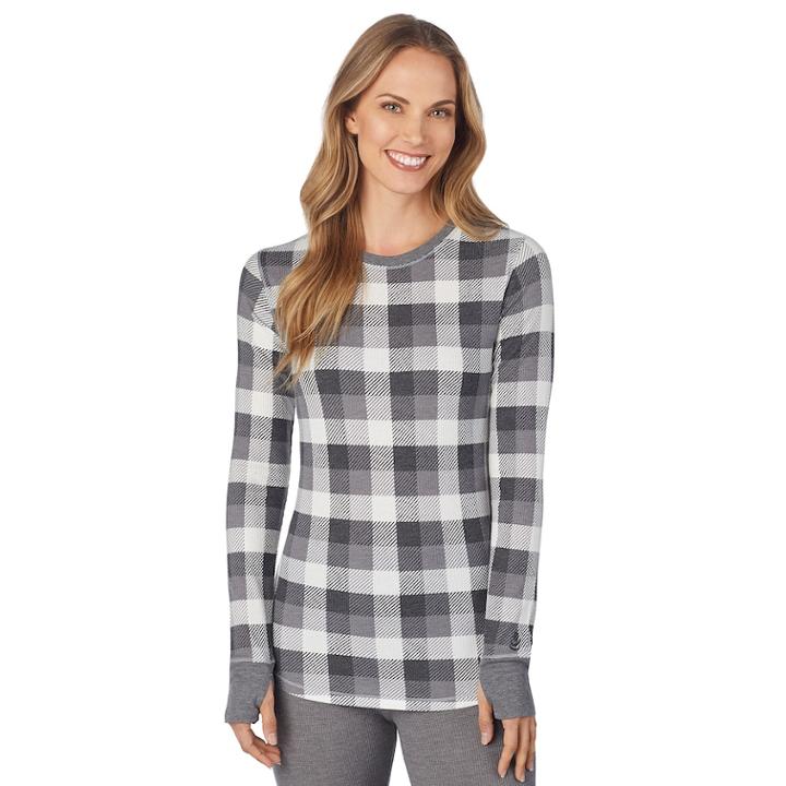Women's Cuddl Duds Strecth Thermal Crewneck Top, Size: Large, Grey