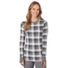 Women's Cuddl Duds Strecth Thermal Crewneck Top, Size: Large, Grey