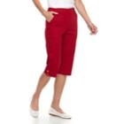 Women's Croft & Barrow&reg; Pull-on Snap Hem Skimmer Capris, Size: Small, Med Red