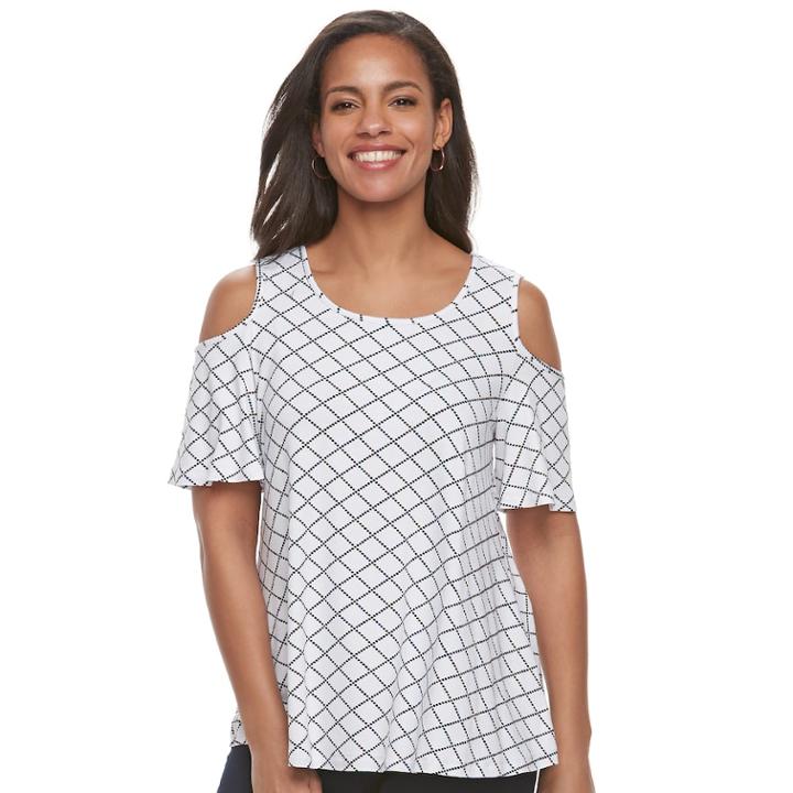 Women's Elle™ Cold-shoulder Top, Size: Small, White