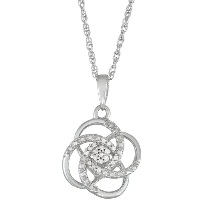 Sterling Silver Dimaond Accent Knot Pendant Necklace, Women's, Size: 18, White
