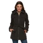 Women's Towne By London Fog Hooded Soft Shell Jacket, Size: Large, Black