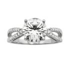 Forever Brilliant Round-cut Lab-created Moissanite Crisscross Engagement Ring In 14k White Gold (3 Ct. T.w.), Women's, Size: 9