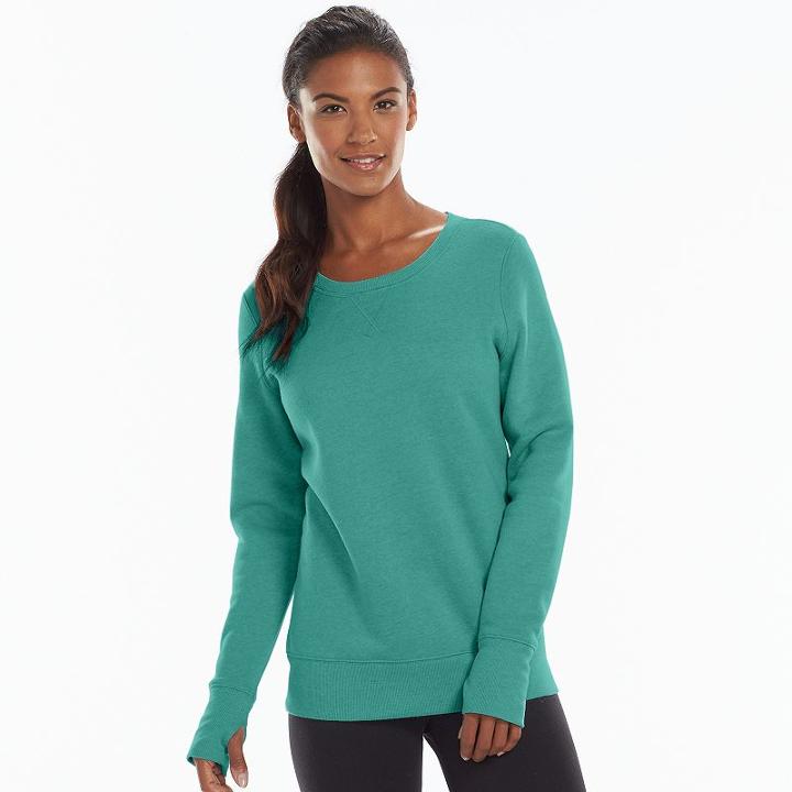 Women's Tek Gear&reg; Fleece Crewneck Sweatshirt, Size: Small, Turquoise/blue (turq/aqua)