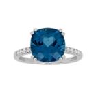David Tutera Sterling Silver Simulated Blue Topaz & Cubic Zirconia Ring, Women's, Size: 7