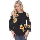 Women's White Mark Cold-shoulder Top, Size: Small, Black