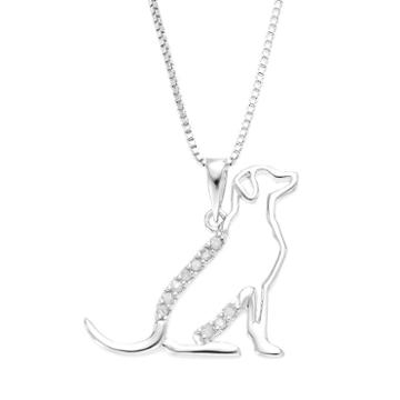 Diamond Classics Sterling Silver 1/10 Carat T.w. Diamond Dog Pendant, Women's, Size: 18, White