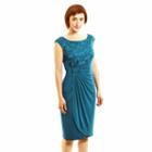 Connected Apparel Sequin Faux-wrap Dress - Women's, Size: 8, Turquoise/blue (turq/aqua)