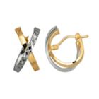 Everlasting Gold Two Tone 14k Gold Crisscross Hoop Earrings, Women's