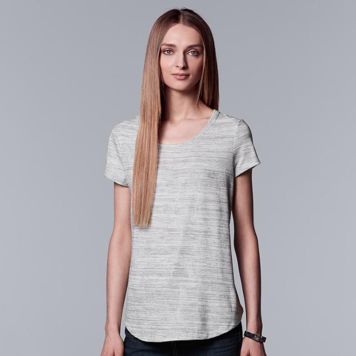 Women's Simply Vera Vera Wang Essential Print Scoopneck Tee, Size: Medium, Light Grey