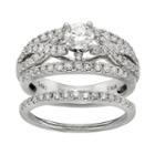 Igl Certified Diamond Crisscross Engagement Ring Set In 14k White Gold (1 Carat T.w.), Women's, Size: 7.50