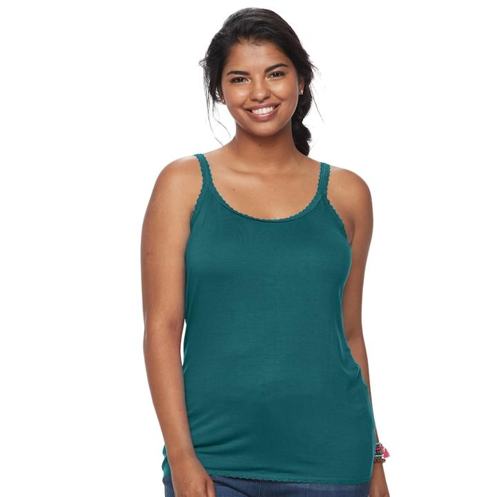 Juniors' Plus Size So&reg; Lace Trim Camisole, Teens, Size: 1xl, Med Green
