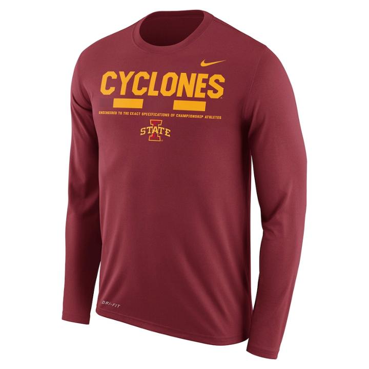 Men's Nike Iowa State Cyclones Dri-fit Legend Staff Long-sleeve Tee, Size: Xl, Red