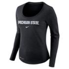 Women's Nike Michigan State Spartans Slubbed Dri-fit Tee, Size: Xxl, Black