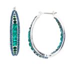 Napier Blue & Green Simulated Crystal Inside Out Hoop Earrings, Women's