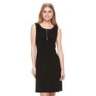 Women's Msk Zipper Shift Dress, Size: Xl, Black