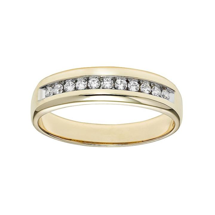 Cherish Always Men's 10k Gold 1/4 Carat T.w. Certified Diamond Wedding Band, Size: 9.50, White