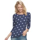 Women's' Sonoma Goods For Life&trade; 2-button Printed Tee, Size: Large, Dark Blue