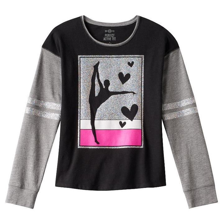 Girls 7-16 & Plus Size So&reg; Blocked Long Sleeve Graphic Tee, Girl's, Size: 18 1/2, Black