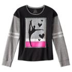 Girls 7-16 & Plus Size So&reg; Blocked Long Sleeve Graphic Tee, Girl's, Size: 18 1/2, Black