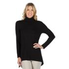 Women's Larry Levine Shark-bite Turtleneck, Size: Large, Black