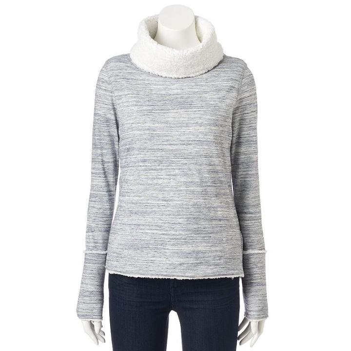 Women's Sonoma Goods For Life&trade; French Terry Cowlneck Sweater, Size: Medium, Blue (navy)