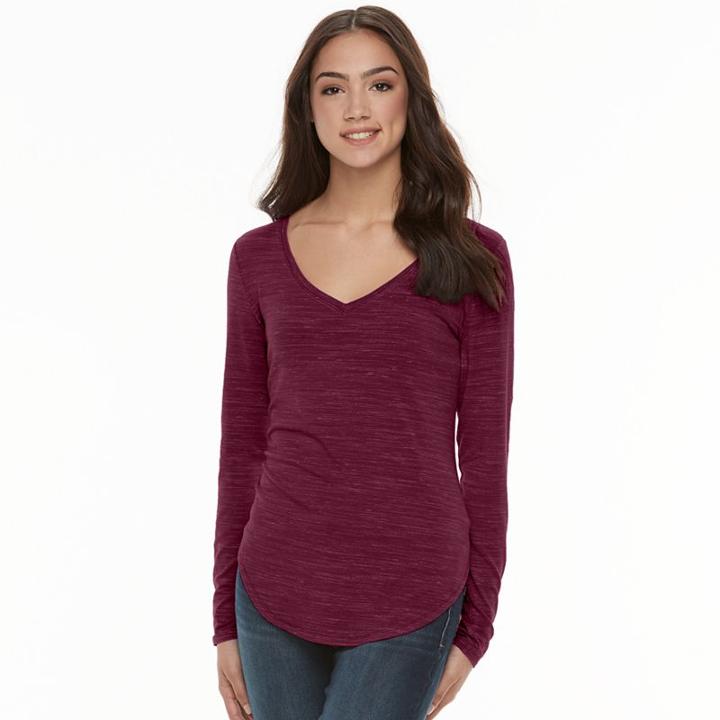 Juniors' So&reg; Long Sleeve V-neck Tee, Teens, Size: Xl, Red
