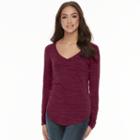 Juniors' So&reg; Long Sleeve V-neck Tee, Teens, Size: Xl, Red