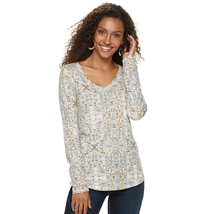 Petite Sonoma Goods For Life&trade; Essential V-neck Tee, Women's, Size: S Petite, Natural