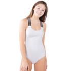Juniors' Lemon & Bloom Sporty Stripe Bodysuit, Teens, Size: Xs, Med Grey
